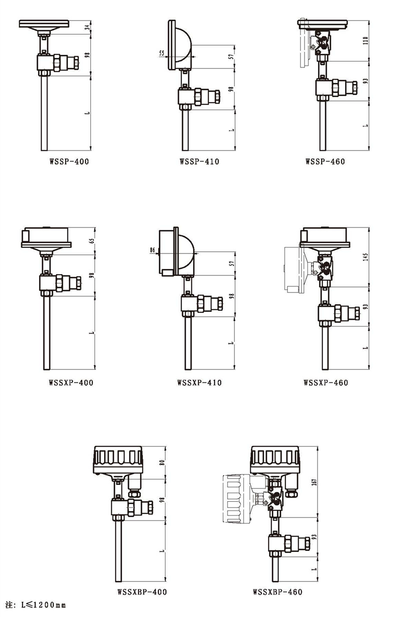 WSSX工業雙金屬溫度計（一體化型無固定裝置）_http://www.gzyuanda.com_雙金屬溫度計_第3張